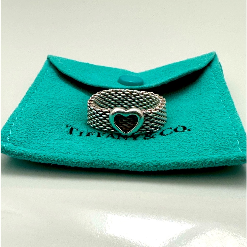 Authentic Classic Tiffany & Co. 925 Somerset Mesh Heart Ring, Approx. Sz. 8